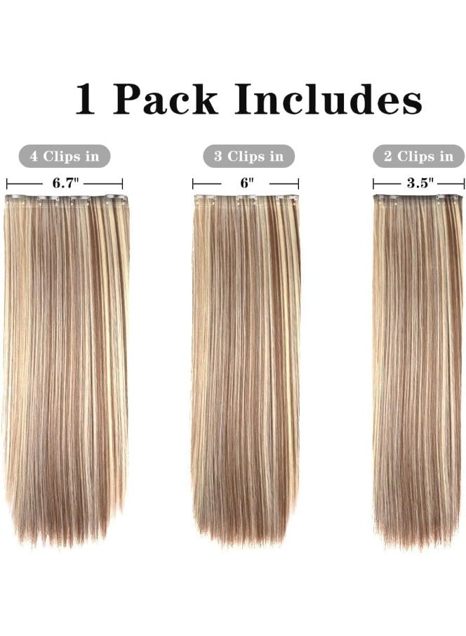 ChicAbode 6 Pcs Clip-in Hair Extensions for Women, Soft Long Synthetic Hair Extensions, Straight Thick 24 Inch 140g, Natural Look, Easy to Apply - Image 5
